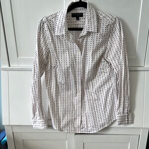 Banana Republic White Button Down Shirt with Black Dots